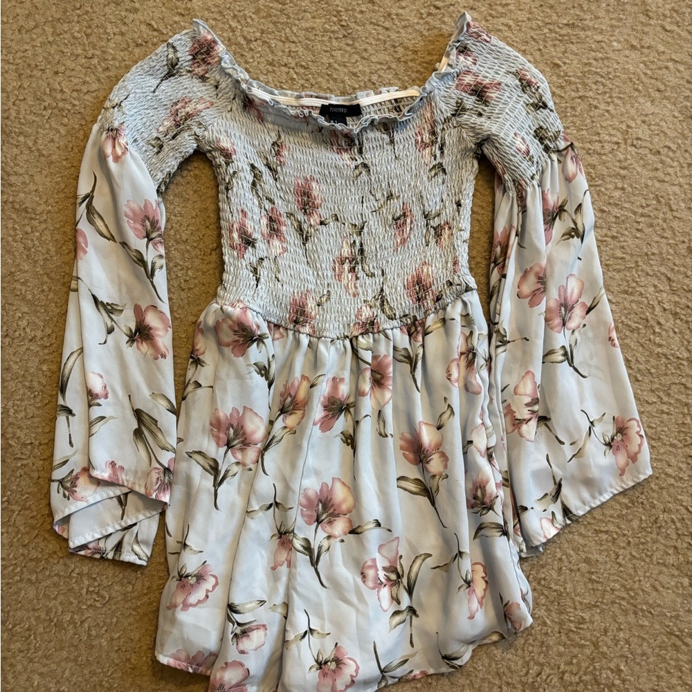 Forever 21 Pink and White Floral Romper